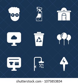 Premium set with fill icons. Such as recycle, sale, technology, bottle, hipster, vintage, city, concept, home, trash, bin, housework, real, style, spray, ecommerce, old, garbage, cleaning, energy, art