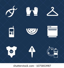 Premium set with fill icons. Such as technology, coat, danger, food, work, clothes, tool, equipment, phone, gas, cleaner, exclamation, dentistry, vintage, glove, dentist, medicine, broom, hand, mark