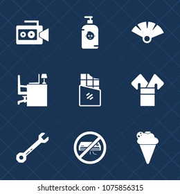 Premium set with fill icons. Such as soap, child, chocolate, sweet, little, lens, costume, dessert, happy, bar, cream, conditioner, ice, traditional, equipment, movie, camcorder, beautiful, table, fun