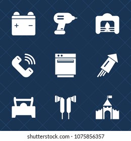 Premium set with fill icons. Such as mobile, celebration, oven, equipment, full, car, outgoing, red, christmas, building, call, tool, gas, charge, power, burner, interior, stove, audio, winter, button