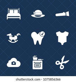 Premium set with fill icons. Such as sign, cut, oven, dental, health, bedding, bed, healthy, light, flashlight, kitchen, electric, clothes, bulb, white, kid, photo, toy, night, cap, child, cloud, baby