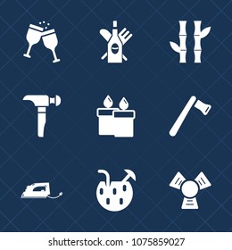 Premium set with fill icons. Such as construction, nature, candlelight, equipment, drink, summer, celebration, asia, japanese, plant, beverage, tool, asian, wine, green, cooler, electric, white, red
