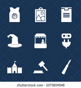 Premium set with fill icons. Such as power, tower, business, transportation, judge, shop, store, adapter, t-shirt, cart, circus, shipping, magician, knife, supermarket, package, basketball, fun, sign