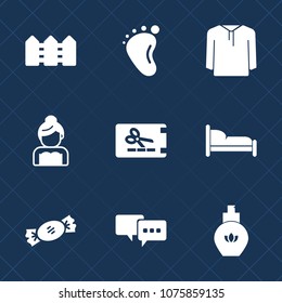 Premium set with fill icons. Such as discount, little, infant, talk, template, love, bedroom, cute, graphic, dress, coupon, home, perfume, couple, shirt, wedding, newborn, mother, wooden, clothing