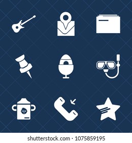 Premium set with fill icons. Such as decoration, bottle, sea, music, call, office, musical, milk, rock, map, storage, water, navigation, concert, document, star, mask, place, travel, colorful, folder