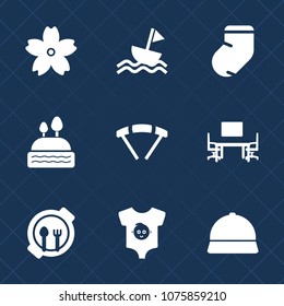 Premium set with fill icons. Such as sweet, cherry, socks, sky, business, striped, doughnut, hat, kid, fashion, sea, sock, desk, warm, work, flower, japan, child, sailboat, parachuting, extreme, sail