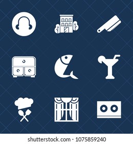 Premium set with fill icons. Such as light, office, concept, table, city, fishing, fish, spoon, interior, black, cutlery, sign, white, drink, restaurant, martini, estate, construction, house, fresh