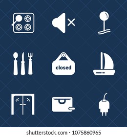 Premium set with fill icons. Such as oven, knife, gas, sale, hot, banner, fork, wind, drop, spoon, charger, mute, business, appliance, power, heat, pin, cooking, boat, cook, , location, map, sound