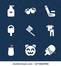 Premium set with fill icons. Such as shirt, background, sweet, soap, cricket, food, fashion, wash, glass, asian, hygiene, clean, kitty, liquid, match, clothing, music, foam, cold, beer, collection