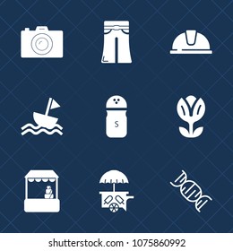 Premium set with fill icons. Such as helmet, van, food, market, construction, camera, dna, salt, supermarket, model, photographer, pants, nature, photo, cream, safety, black, photography, picture, hat