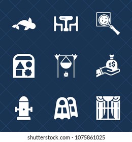 Premium Set With Fill Icons. Such As Home, Fishing, Interior, Family, Seafood, Happy, Hot, Man, Money, Fish, Light, Fresh, Time, Woman, Food, Animal, Curtain, Kitchen, Zoom, Dinner, Sack, Finance, Toy