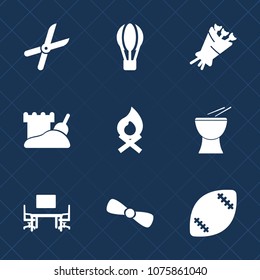 Premium set with fill icons. Such as transport, business, shears, music, pink, air, beautiful, garden, bow, bonfire, game, gift, fly, campfire, balloon, stadium, flower, metal, cut, percussion, hot