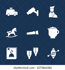 Premium set with fill icons. Such as night, travel, flashlight, drink, sport, menu, restaurant, digital, torch, summer, fun, sign, protection, car, service, camera, horse, hot, surveillance, childhood