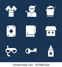 Premium set with fill icons. Such as home, black, chinese, sword, sport, asia, poker, casino, mask, notebook, japanese, diet, key, office, lunch, pot, healthy, card, bottle, gambling, japan, game
