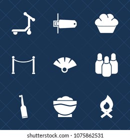 Premium set with fill icons. Such as memory, flash, sport, bowling, fan, cake, fireplace, vehicle, technology, dental, electric, ride, digital, hot, brush, flame, transport, toothbrush, doughnut, food