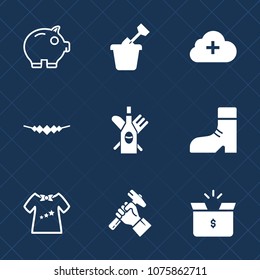 Premium set with fill icons. Such as summer, footwear, child, clothing, money, coin, fashion, box, sand, helmet, cardboard, container, builder, sandbox, boot, economy, bank, finance, construction, toy