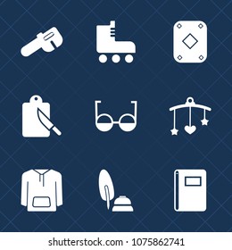 Premium set with fill icons. Such as fork, pen, sport, notebook, baby, play, eyeglasses, skating, jacket, repair, newborn, white, calligraphy, game, dinner, paper, casino, restaurant, wrench, shoe