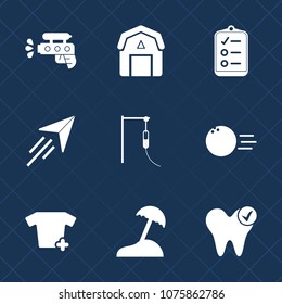 Premium set with fill icons. Such as sea, farm, natural, water, fly, ball, white, shirt, plane, old, game, travel, medicine, flight, clothes, checklist, palm, farming, island, dentist, childhood, barn