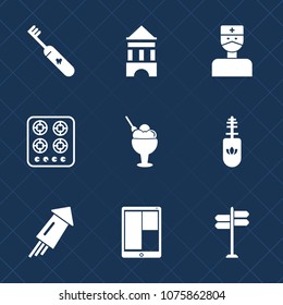 Premium set with fill icons. Such as event, dental, network, sweet, firework, brush, cook, toothpaste, ice, sign, doctor, holiday, stove, food, computer, street, stethoscope, celebration, tower, paste