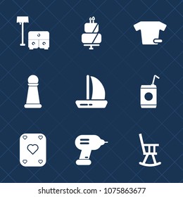 Premium set with fill icons. Such as piece, cake, clothes, glass, food, delicious, clothing, drill, bed, pie, sugar, shirt, furniture, game, strategy, travel, ship, wind, table, fashion, bakery, chair