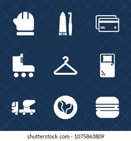 Premium set with fill icons. Such as equipment, coffee, fashion, concrete, tooth, banking, care, hygiene, hat, mixer, burger, leisure, dental, construction, christmas, brush, mittens, skate, money