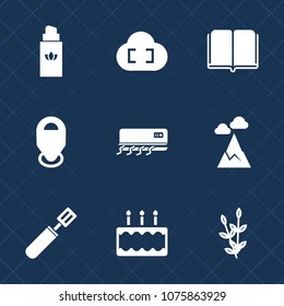 Premium set with fill icons. Such as cosmetic, conditioning, landscape, sky, grain, harvest, dessert, literature, product, kitchen, white, mountain, aroma, location, bottle, web, map, air, page, sweet