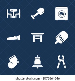 Premium set with fill icons. Such as kitchen, alarm, winter, alert, screwdriver, tool, fashion, machine, construction, equipment, warm, notification, reparation, sweet, socks, lamp, man, japanese, ice