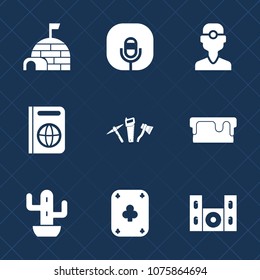 Premium set with fill icons. Such as clinic, sound, ice, video, record, technology, travel, audio, snow, tourism, microphone, speaker, desert, hammer, play, game, dental, dentistry, poker, medicine