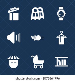 Premium set with fill icons. Such as young, chinese, gadget, hanger, present, screen, book, stroller, white, box, sport, watch, sound, pram, baby, equipment, clothing, bowling, carriage, up, smart