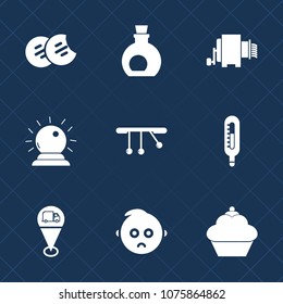 Premium set with fill icons. Such as temperature, fahrenheit, baby, sad, sign, celsius, doughnut, magic, oil, meteorology, healthy, pasta, bottle, location, white, sorcery, kid, dessert, food, brown