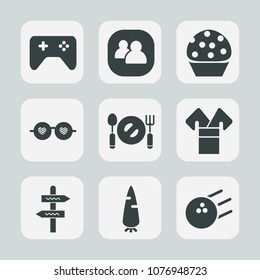 Premium set of fill icons. Such as traditional, kimono, glasses, pin, communication, bowling, sweet, game, raw, button, way, hippie, dessert, vegetable, doughnut, group, team, cake, style, fork, fresh