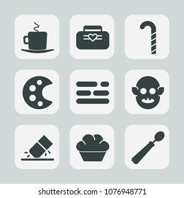 Premium set of fill icons. Such as food, palette, doughnut, mug, drawing, template, art, fashion, eraser, dinner, monster, education, candy, business, leather, cappuccino, spoon, background, lolly