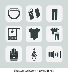Premium set of fill icons. Such as water, well, potato, snack, bucket, old, casual, touch, screen, food, location, men, fun, device, smart, pants, child, clown, clothing, party, travel, road, baby