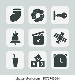 Premium set of fill icons. Such as technology, clothes, hour, striped, sweet, warm, abc, watch, alarm, socks, education, alphabet, cookie, planet, jersey, space, gray, key, food, toy, station, autumn