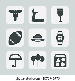 Premium set of fill icons. Such as fast, treadmill, exercise, toy, decoration, wineglass, ball, sausage, red, smart, glass, time, meal, watch, birthday, bottle, gym, hotdog, drink, rain, dinner, play