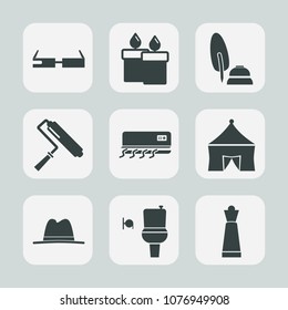Premium set of fill icons. Such as technology, object, glasses, roll, wc, toilet, calligraphy, flame, brush, paint, glowing, bathroom, game, concept, decoration, tool, candle, celebration, wax, fire
