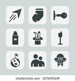 Premium set of fill icons. Such as spaceship, nature, door, clothes, planet, plane, socks, magic, airplane, fashion, restaurant, ufo, spacecraft, aroma, people, fly, holder, aviation, house, autumn