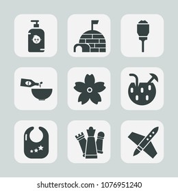 Premium set of fill icons. Such as glass, happy, drink, toy, strategy, soap, igloo, street, arctic, summer, technology, cold, cherry, sakura, lamp, blossom, piece, snow, chess, winter, spring, house