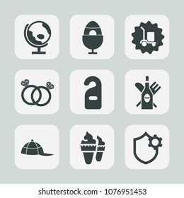 Premium set of fill icons. Such as engagement, hat, warehouse, ice, headwear, privacy, clothing, food, tradition, glass, decoration, label, earth, wine, drink, motel, global, red, internet, delivery