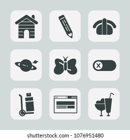 Premium set of fill icons. Such as deactivate, switch, business, dessert, beauty, energy, nature, building, truck, house, seafood, cream, butterfly, ice, real, salmon, astronomy, office, food