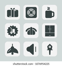 Premium set of fill icons. Such as white, salmon, holiday, sign, bulb, up, gift, box, bow, cup, air, electricity, fish, christmas, ventilator, delivery, heat, house, beverage, light, celebration, fan
