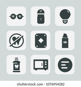 Premium set of fill icons. Such as kitchen, care, mobile, retro, seasoning, ingredient, game, oven, clean, hippie, healthy, dentist, power, microwave, vintage, aroma, bulb, health, pepper, perfume