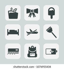 Premium set of fill icons. Such as bow, cooking, conditioner, video, food, airplane, flight, accessory, fashion, file, document, bed, energy, full, sweet, cone, home, music, internet, suit, power, ice
