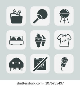 Premium set of fill icons. Such as game, clothing, double, document, ball, ping, mic, kid, child, web, wash, karaoke, music, sound, monster, audio, food, space, format, leisure, barbecue, file, ufo