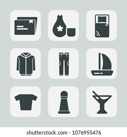 Premium set of fill icons. Such as piece, sushi, juice, sail, strategy, boat, drink, japan, paper, web, meal, room, trousers, business, sake, clothes, cuisine, fashion, file, travel, summer, bed, game