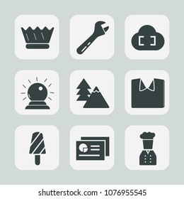 Premium set of fill icons. Such as tool, graph, spanner, report, chart, tree, landscape, hammer, document, fashion, luxury, king, new, clothing, web, chief, repair, restaurant, forest, food, wrench