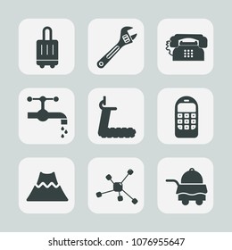 Premium set of fill icons. Such as terminal, screwdriver, communication, tool, water, bathroom, mobile, fitness, bed, bedroom, gym, airport, equipment, bag, repair, sink, sport, spanner, tourism, lava