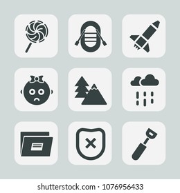 Premium set of fill icons. Such as forest, closed, protection, security, weather, travel, sailboat, child, lollipop, rocket, environment, baby, technology, file, sweet, food, cooking, transportation