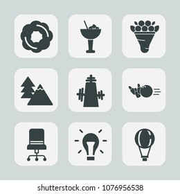 Premium set of fill icons. Such as food, landscape, cookie, environment, muffin, pink, energy, floral, tree, kitchen, bouquet, bulb, dessert, sport, object, cocktail, drink, cupcake, interior, ball