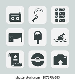 Premium set of fill icons. Such as document, sickle, chocolate, candy, communication, safety, sweet, farming, life, help, office, brown, microphone, lifebuoy, buoy, work, gardening, dark, paper, table
